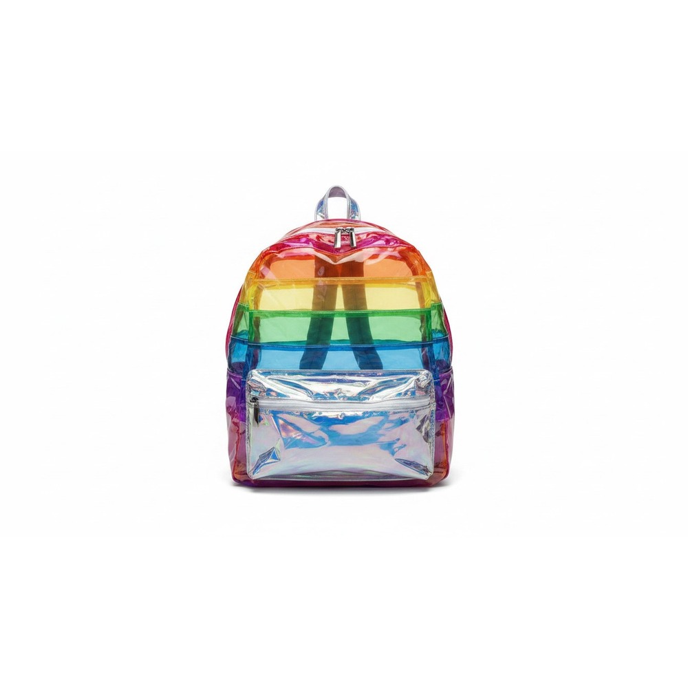 rue21 Backpack Womens OS Rainbow Clear Iridescent Striped MM8414